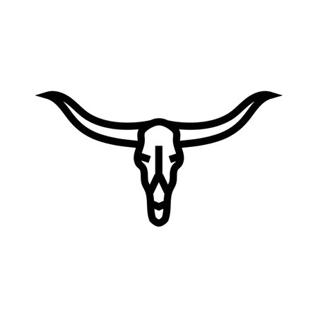 longhorn skull horn animal line icon vector illustrationのイラスト素材