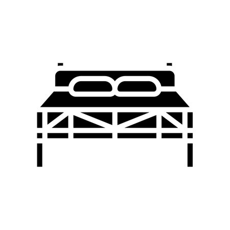bed bedroom interior glyph icon vector illustrationのイラスト素材