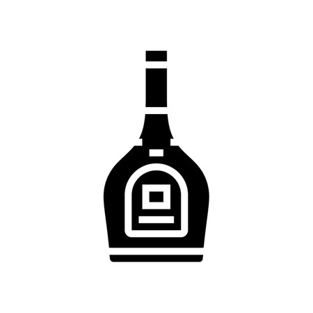 brandy glass bottle glyph icon vector illustrationのイラスト素材