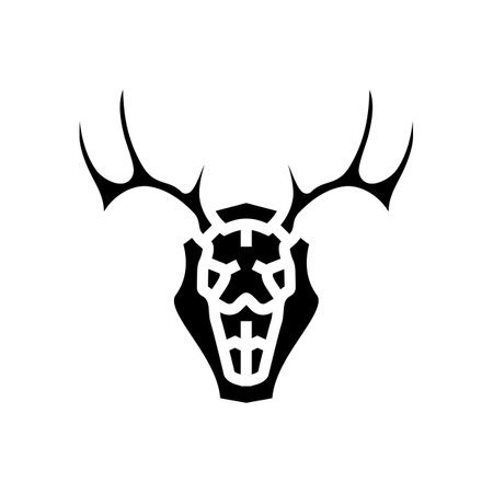 skull deer horn animal glyph icon vector illustrationのイラスト素材