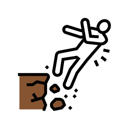 fall cliff man accident color icon vector illustrationのイラスト素材