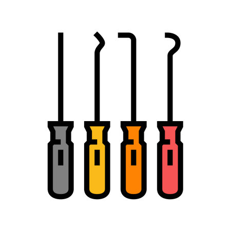 pick and hook garage tool color icon vector illustrationのイラスト素材