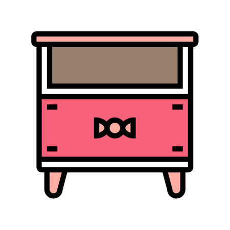 bedside table kid bedroom color icon vector illustrationのイラスト素材