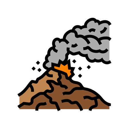 active volcano lava color icon vector illustrationのイラスト素材