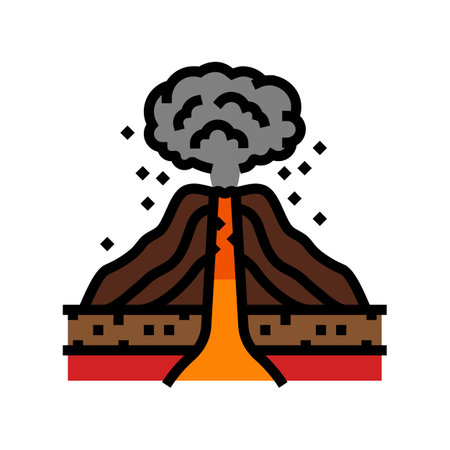 explosive eruption lava color icon vector illustrationのイラスト素材