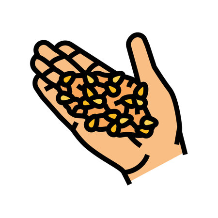 hand wheat grain harvest color icon vector illustrationのイラスト素材