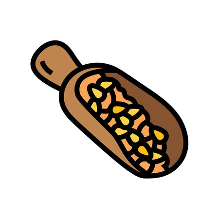 grain wheat wooden spoon color icon vector illustrationのイラスト素材