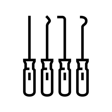 pick and hook garage tool line icon vector illustrationのイラスト素材