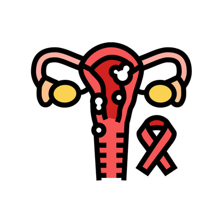 uterine cancer color icon vector illustrationのイラスト素材