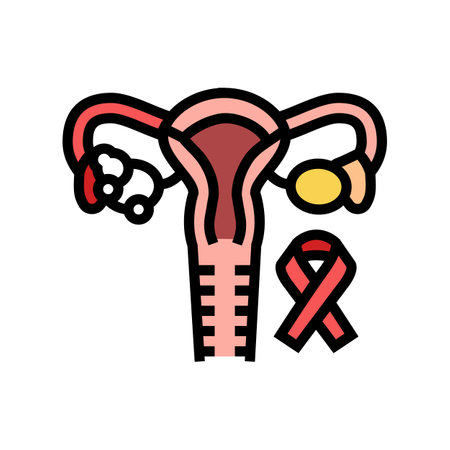 endometrial cancer color icon vector illustrationのイラスト素材