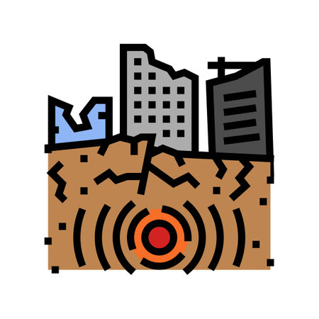 siesmic collapse color icon vector illustrationのイラスト素材