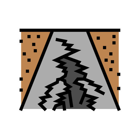 road crack disaster color icon vector illustrationのイラスト素材
