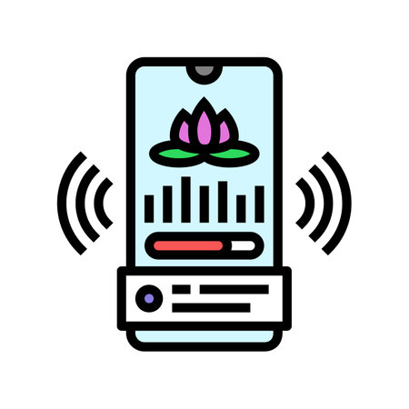 app online yoga relax color icon vector illustrationのイラスト素材