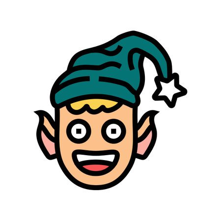 head elf christmas cute color icon vector illustrationのイラスト素材