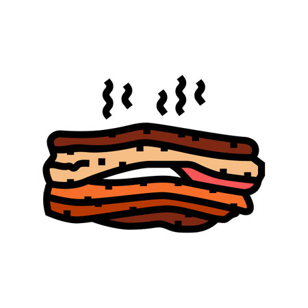 bacon smoked color icon vector illustrationのイラスト素材