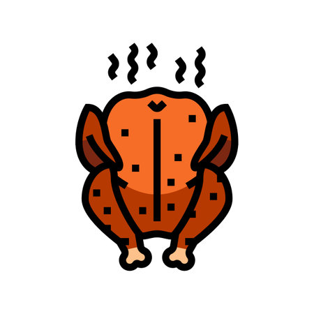 chicken smoked color icon vector illustrationのイラスト素材