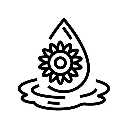 sunflower seed oil liquid yellow line icon vector illustrationのイラスト素材