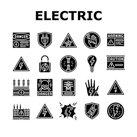 electric danger shock power icons set vectorのイラスト素材