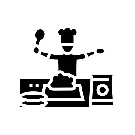 cooking kid leisure glyph icon vector illustrationのイラスト素材
