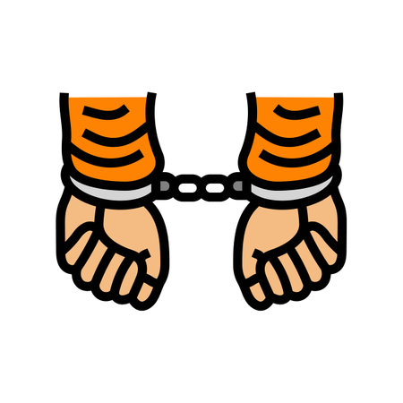 handcuffed hands crime color icon vector illustrationのイラスト素材