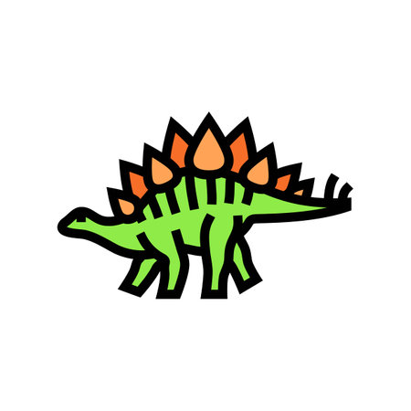 stegosaurus dinosaur animal color icon vector illustrationのイラスト素材