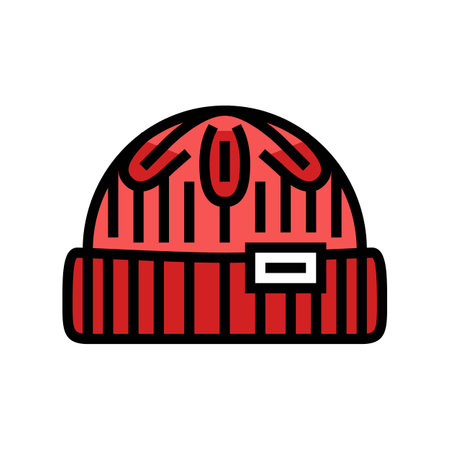 beanie hat hipster retro color icon vector illustrationのイラスト素材
