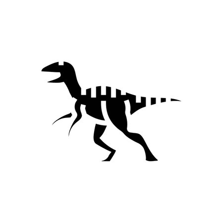deinonychus dinosaur animal glyph icon vector illustrationのイラスト素材
