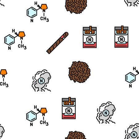 nicotine cigarette tobacco smoke vector seamless patternのイラスト素材