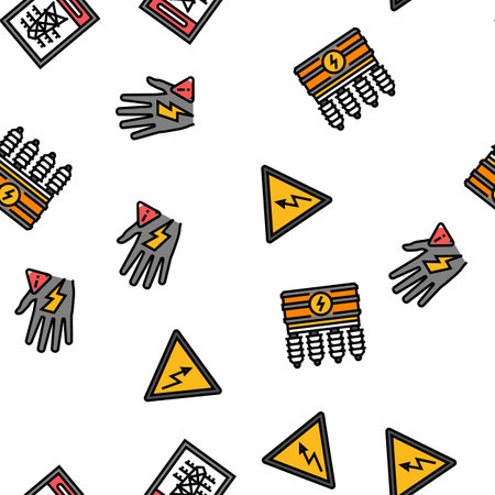 electric danger shock power vector seamless patternのイラスト素材