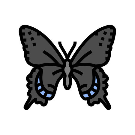 black swallowtail spring color icon vector illustrationのイラスト素材
