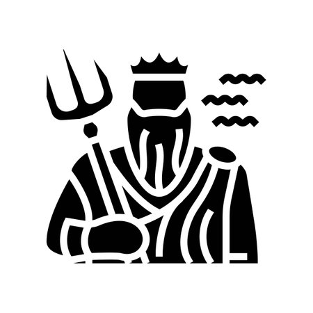 poseidon greek god mythology glyph icon vector illustrationのイラスト素材