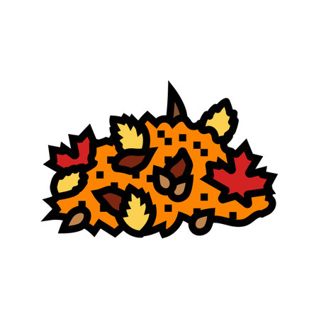 pile leaves autumn season color icon vector illustrationのイラスト素材