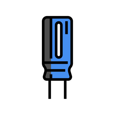 electrolytic capacitor electronic component color icon vector illustrationのイラスト素材