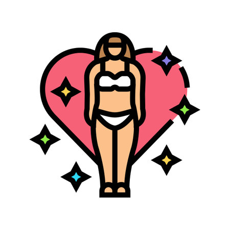 body positivity feminism woman color icon vector illustrationのイラスト素材