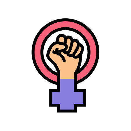 woman power fist feminism color icon vector illustrationのイラスト素材