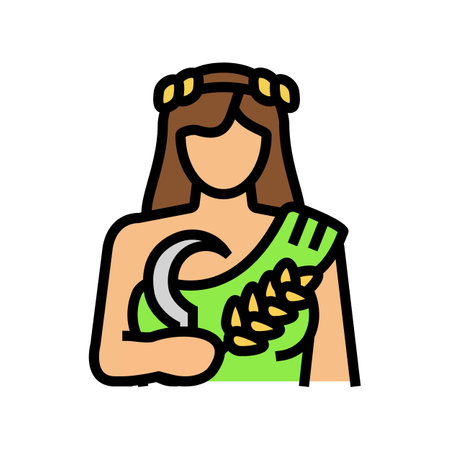demeter greek god mythology color icon vector illustrationのイラスト素材