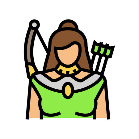 artemis greek god ancient color icon vector illustrationのイラスト素材