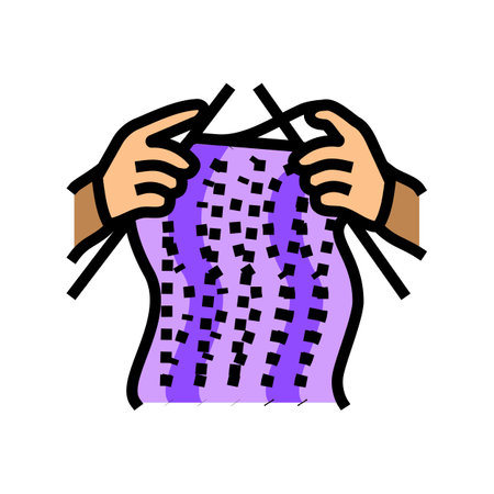 knitting hands knitting wool color icon vector illustrationのイラスト素材