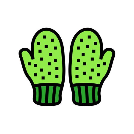 mittens knitting wool color icon vector illustrationのイラスト素材