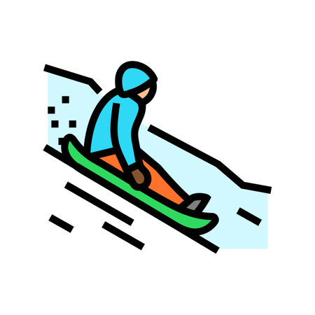 sledding winter season color icon vector illustrationのイラスト素材