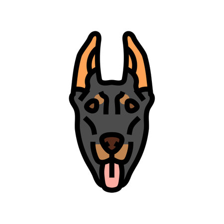 doberman pinscher dog puppy pet color icon vector illustrationのイラスト素材