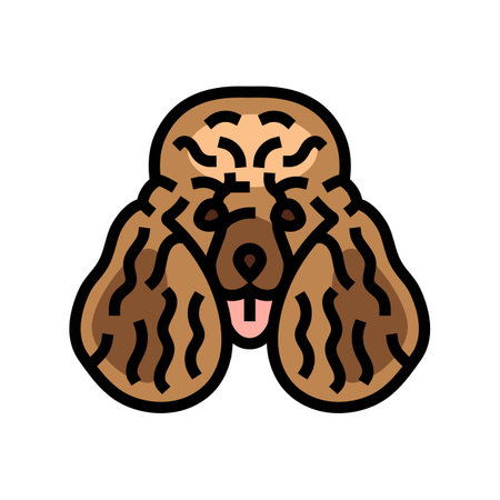poodle dog puppy pet color icon vector illustrationのイラスト素材