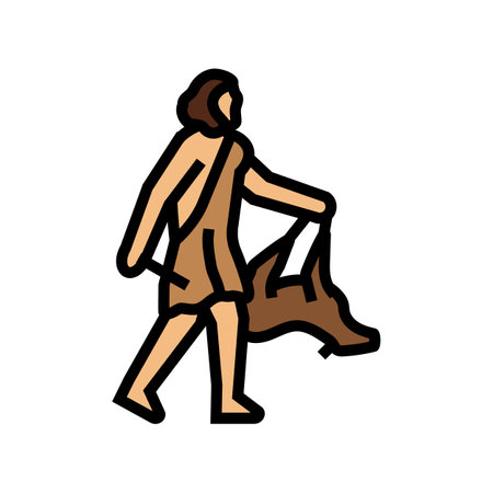 hunting gathering human evolution color icon vector illustrationのイラスト素材