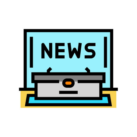 news anchor desk media color icon vector illustrationのイラスト素材
