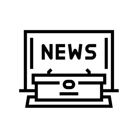news anchor desk media line icon vector illustrationのイラスト素材