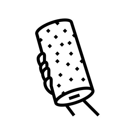 hand holding paper towel roll line icon vector illustrationのイラスト素材