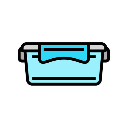 lunch box plastic container color icon vector illustrationのイラスト素材