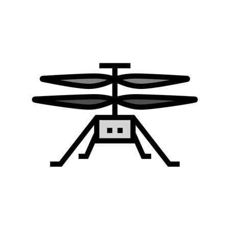 mars helicopter planet color icon vector illustrationのイラスト素材