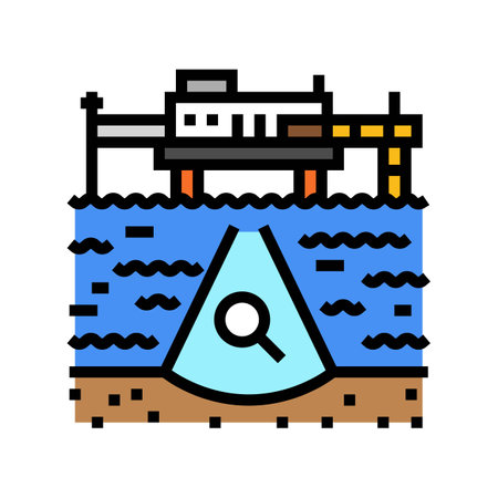 oil and gas exploration petroleum engineer color icon vector illustrationのイラスト素材