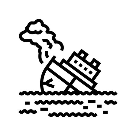 marine accident line icon vector illustrationのイラスト素材